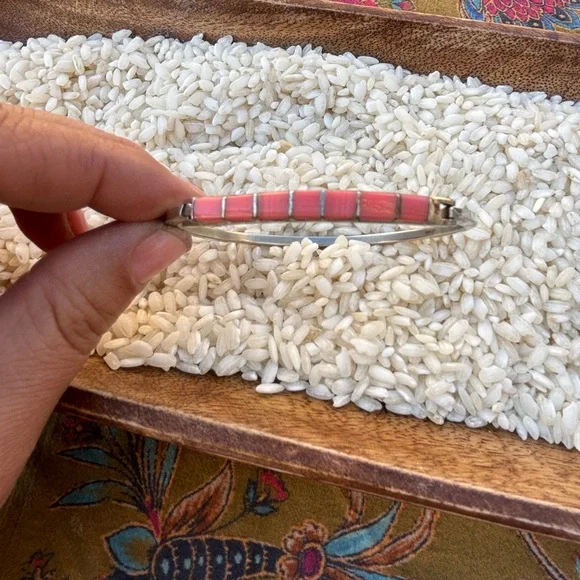 Sterling Silver & Coral bangle bracelet - Picture 4 of 5